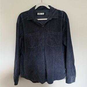 Blue Corduroy Button-Up Shirt